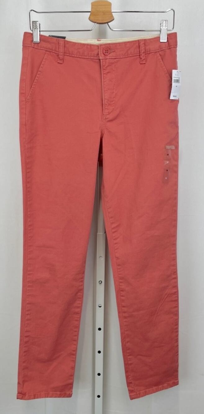 NWT GAP Kids New Lived In Chino Pants Zip Fly Stretch Earthenware Red Pink 18